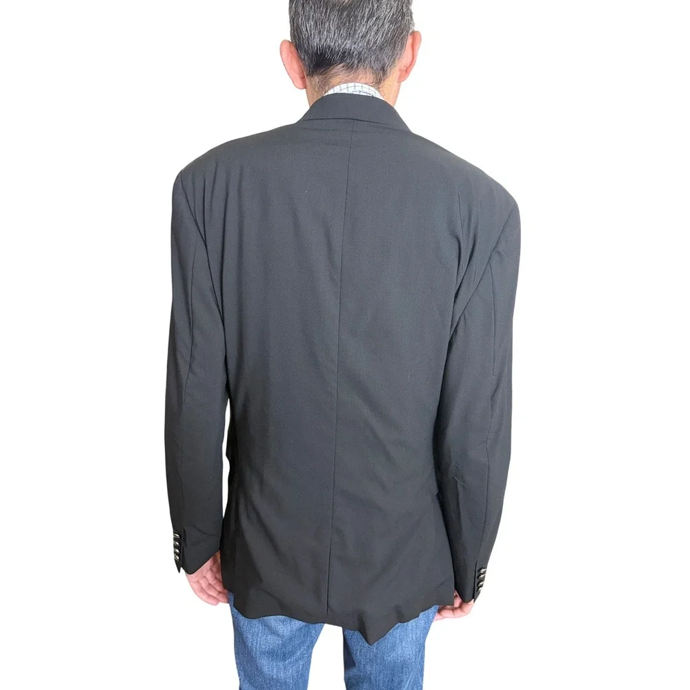 Thierry Mugler Vintage Mens Black Wool Blazer Star Button Made in Italy Size 52